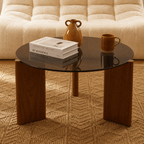 Olie - Table Basse - Verre Trempé - Noir