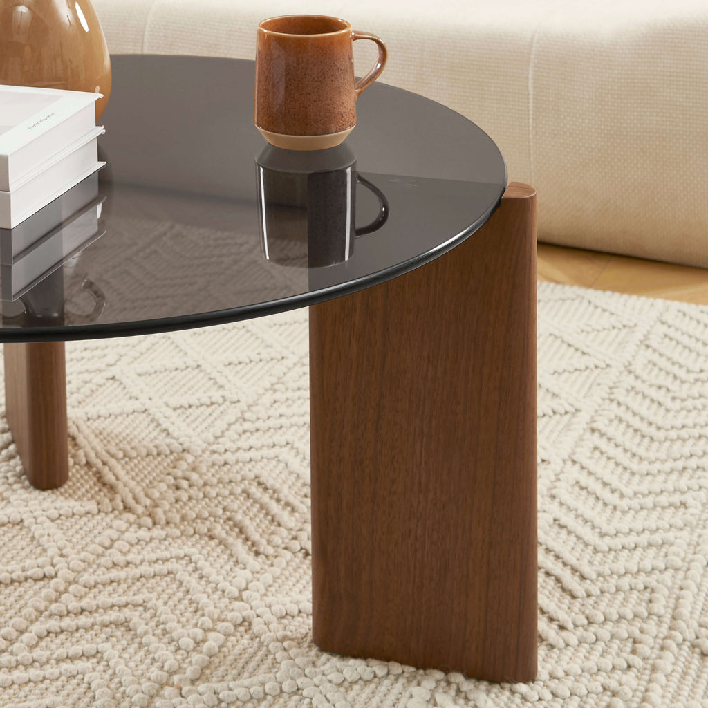 Olie - Table Basse - Verre Trempé - Noir