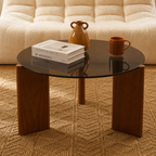 Olie - Table Basse - Verre Trempé - Noir