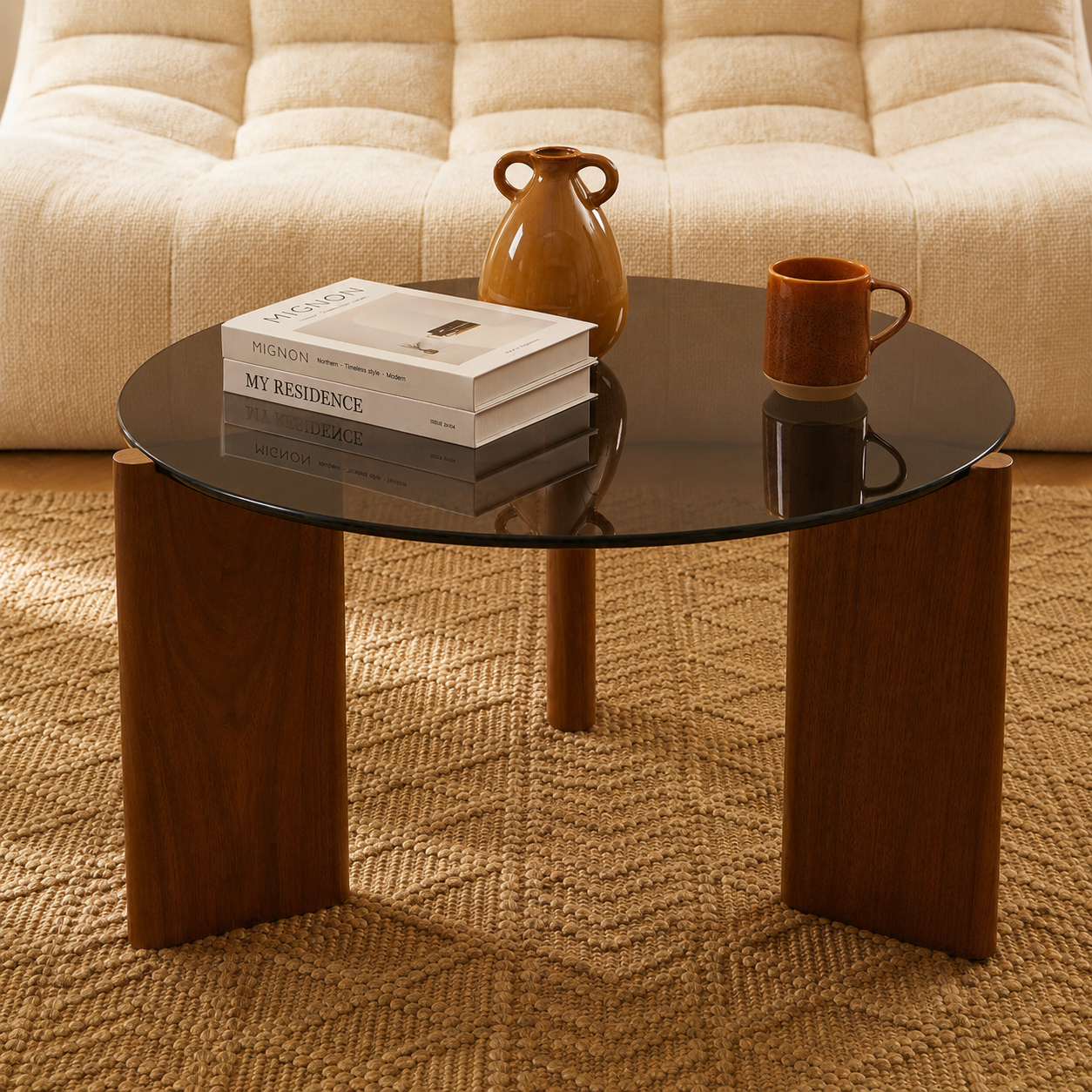 Olie - Table Basse - Verre Trempé - Noir