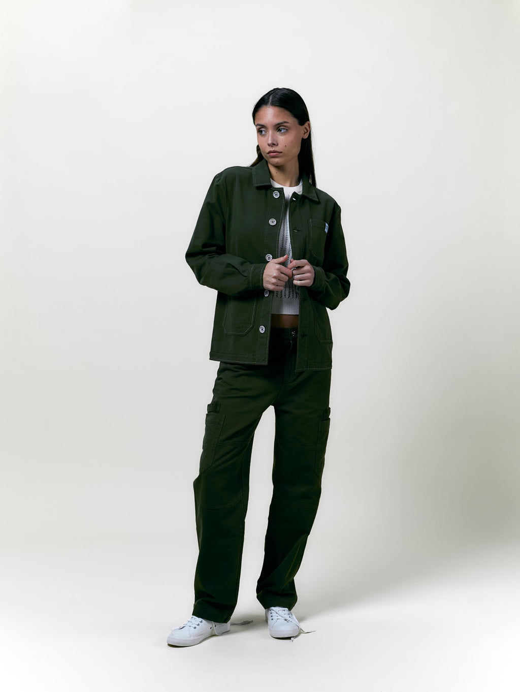 Pantalon Cargo Toile Olive