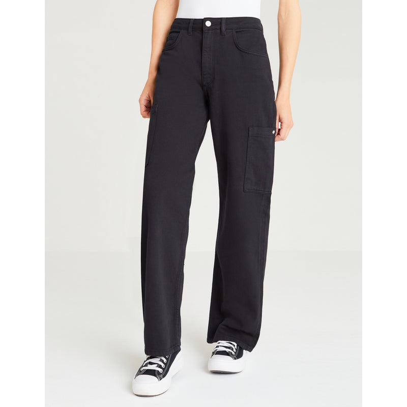 Reiko - Pantalón Oliver Color Straight Leg - Negro - Mujer