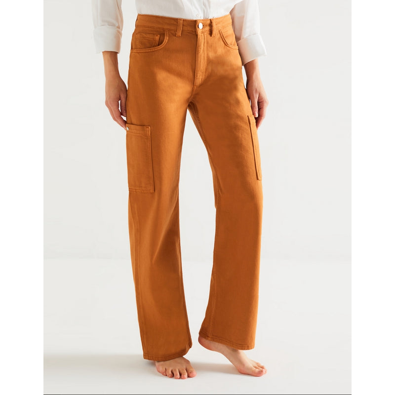 Reiko - Pantalon Straight Oliver Color - Pecan Brown - Femme