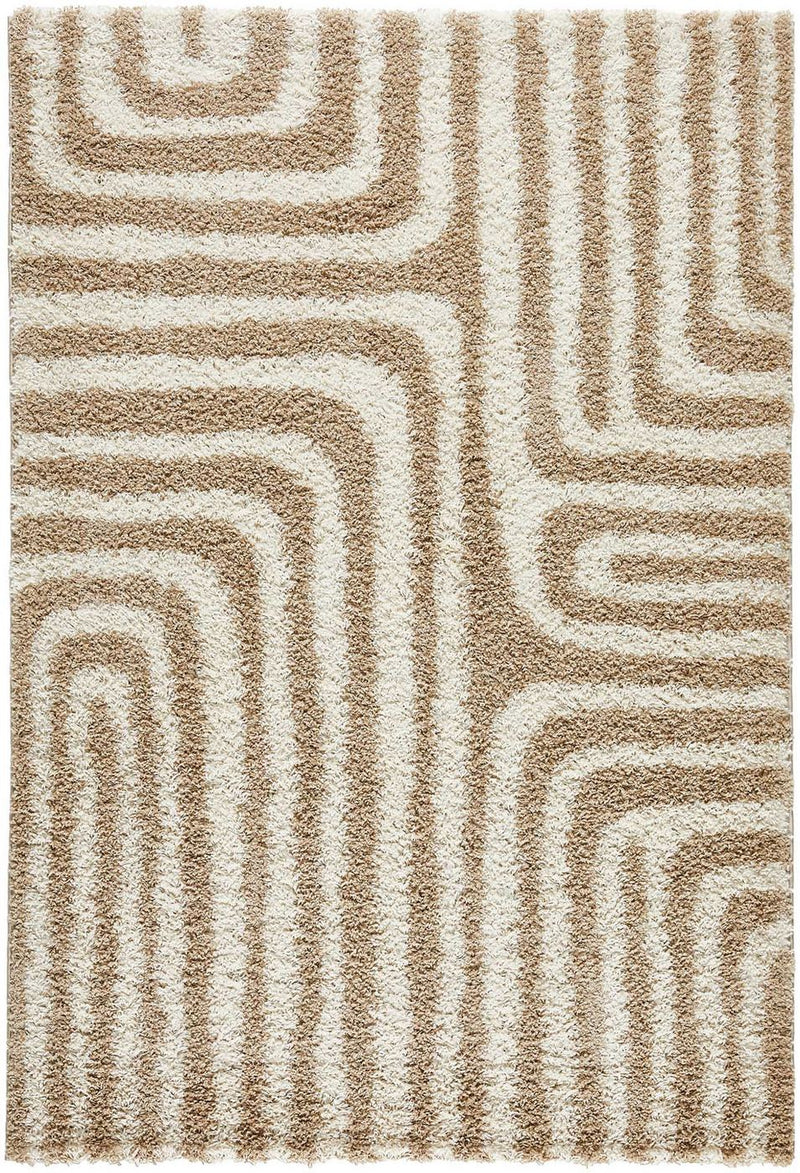 Tapis Shaggy Olympe 1067 - Motif Géométrique - Beige - Intérieur