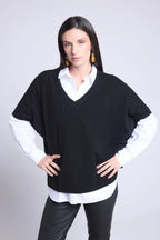 Jersey Oversize Sin Manga Cuello V Ona - Negro - Mujer