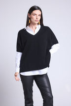 Jersey Oversize Sin Manga Cuello V Ona - Negro - Mujer