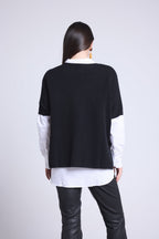 Jersey Oversize Sin Manga Cuello V Ona - Negro - Mujer