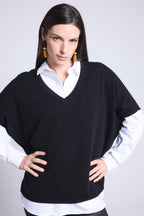 Jersey Oversize Sin Manga Cuello V Ona - Negro - Mujer