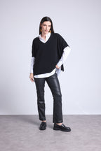 Jersey Oversize Sin Manga Cuello V Ona - Negro - Mujer