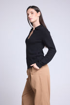 Opale Polo-Neck Jumper - Black - Women