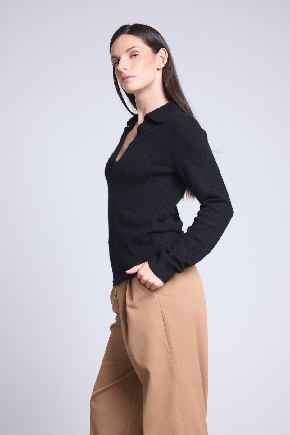 Opale Polo-Neck Jumper - Black - Women