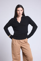 Opale Polo-Neck Jumper - Black - Women