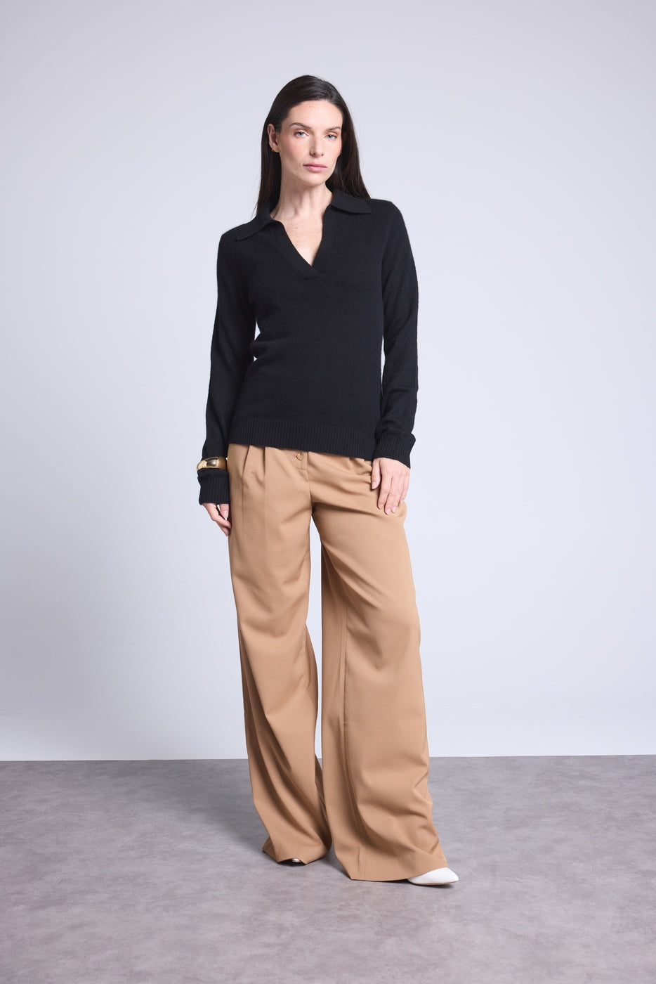 Opale Polo-Neck Jumper - Black - Women