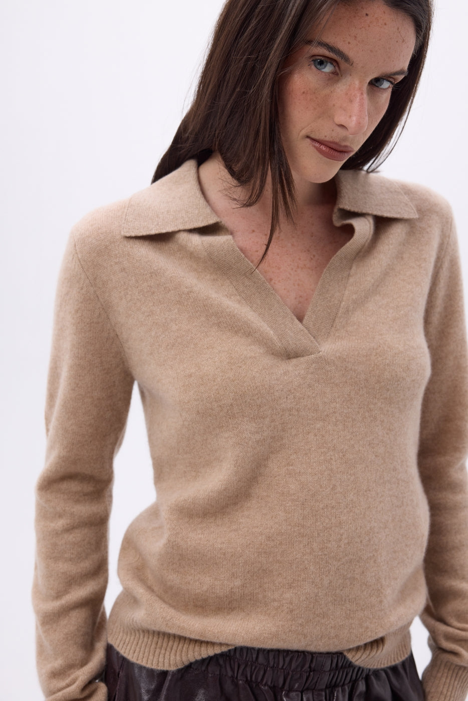 Opale Polo Collar Jumper - Cream Beige - Women