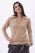 Opale Polo Collar Jumper - Cream Beige - Women