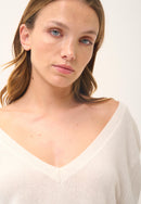 Pull Col V Devant Et Dos - Opal - Ivoire