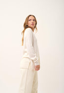 Pull Col V Devant Et Dos - Opal - Ivoire