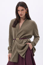 Ophelia Tube Cardigan - Mottled Khaki - Women