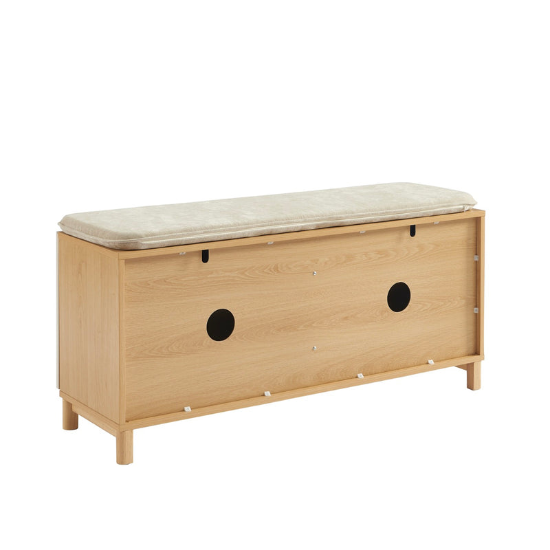 Banc À Chaussures - Orca - Effet Chêne & Portes - Beige