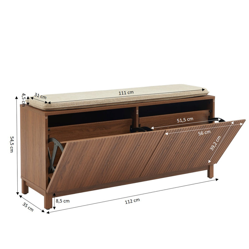 Shoe Bench - Orca - Walnut Effect