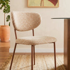 Orel - Set di 2 sedie - Tessuto leopardato e gambe in metallo effetto legno - Beige