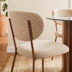 Orel - Set di 2 sedie - Tessuto leopardato e gambe in metallo effetto legno - Beige