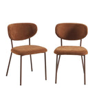Orel - Set di 2 sedie - Tessuto e gambe in metallo effetto legno - Marrone
