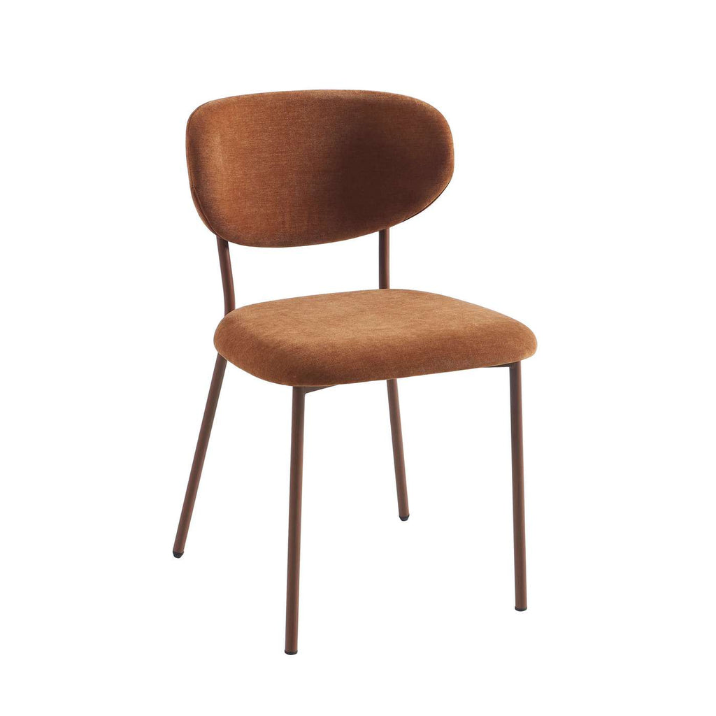 Orel - Set di 2 sedie - Tessuto e gambe in metallo effetto legno - Marrone