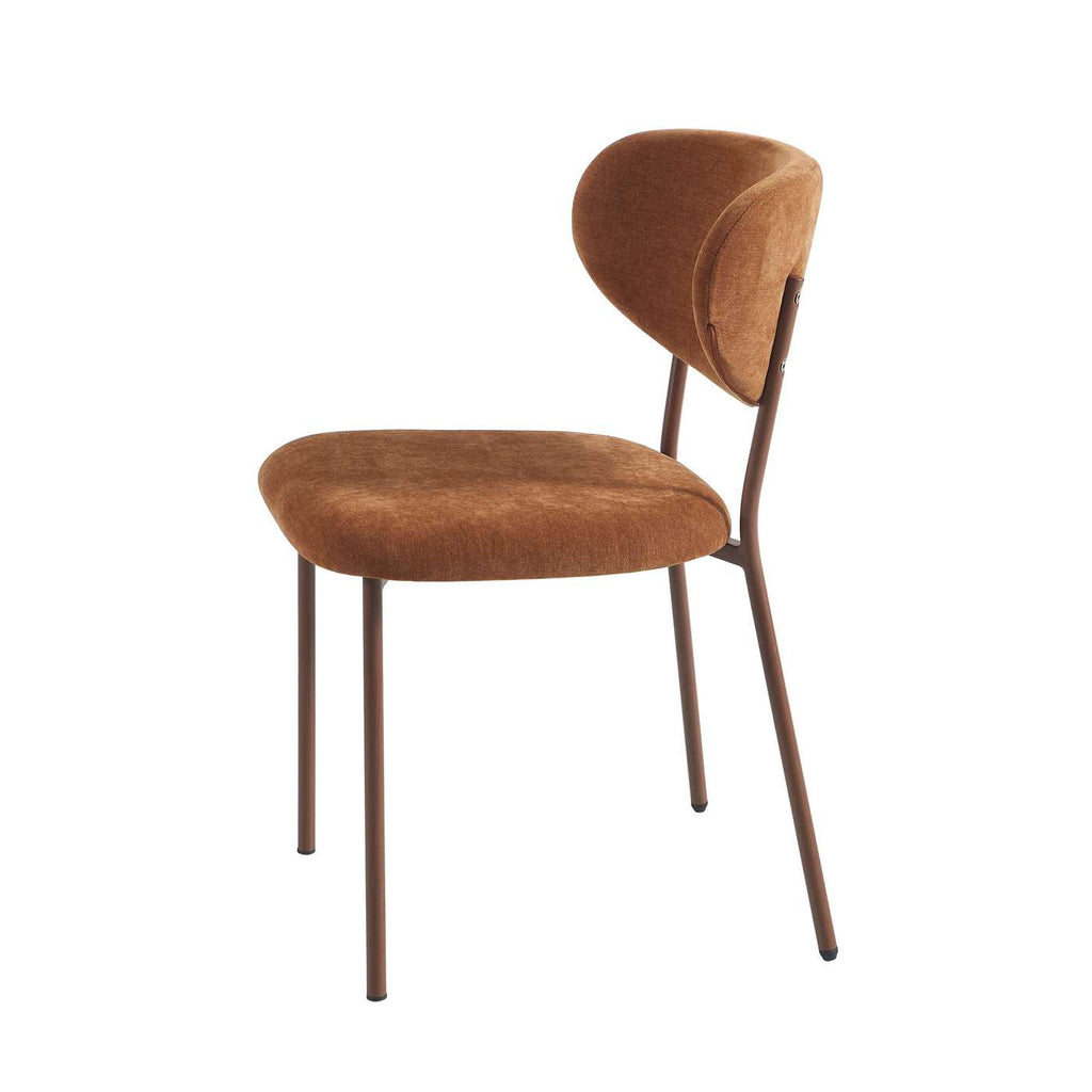 Orel - Set di 2 sedie - Tessuto e gambe in metallo effetto legno - Marrone