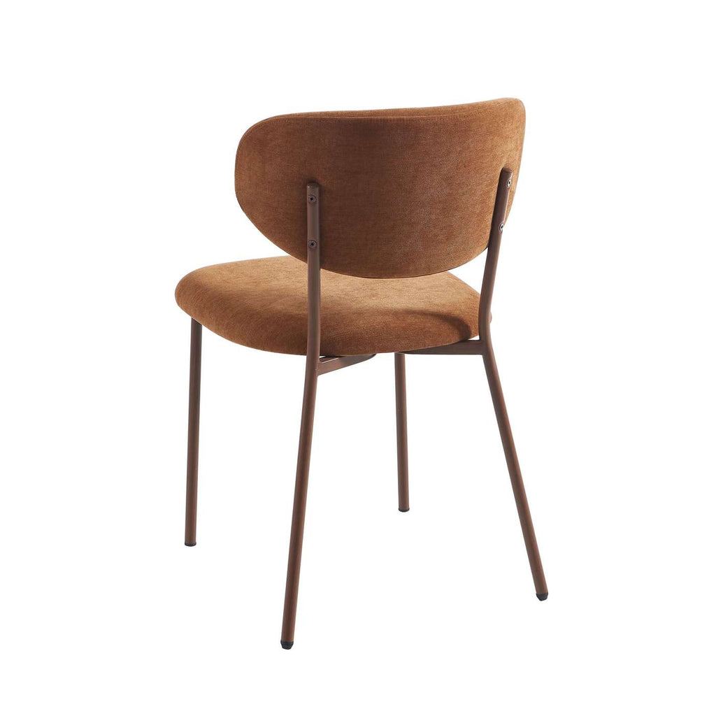 Orel - Set di 2 sedie - Tessuto e gambe in metallo effetto legno - Marrone