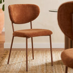 Orel - Set di 2 sedie - Tessuto e gambe in metallo effetto legno - Marrone
