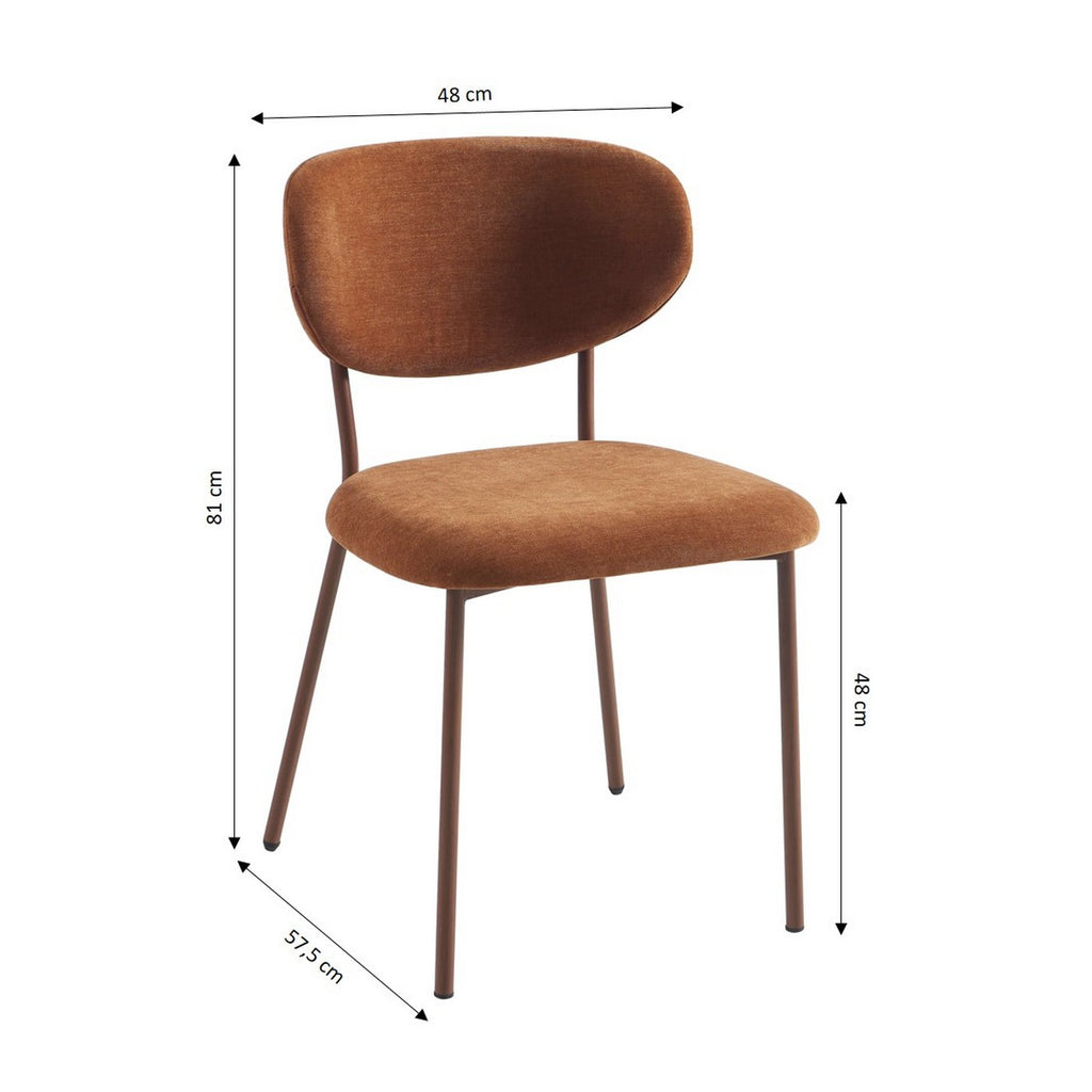 Orel - Set di 2 sedie - Tessuto e gambe in metallo effetto legno - Marrone