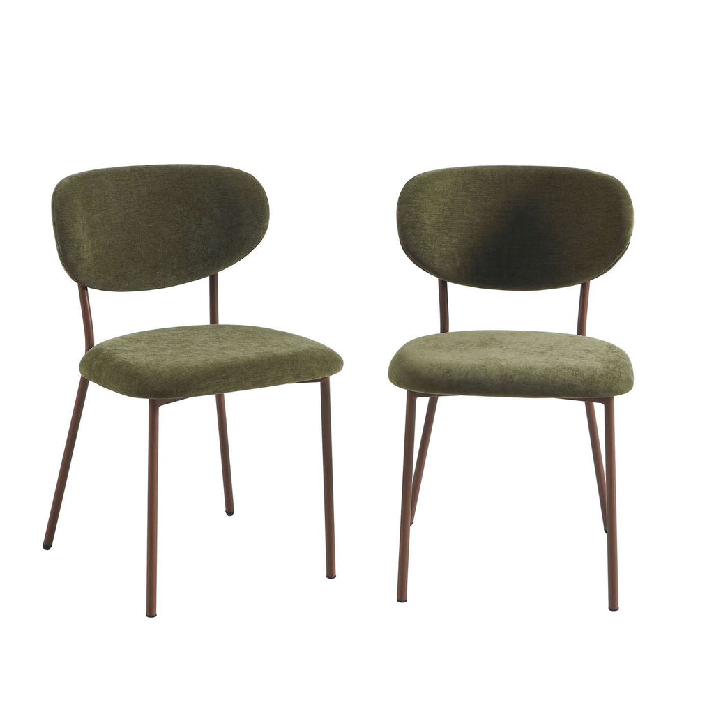 Orel - Set di 2 sedie - Tessuto e gambe in metallo effetto legno - Verde
