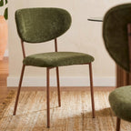 Orel - Set di 2 sedie - Tessuto e gambe in metallo effetto legno - Verde