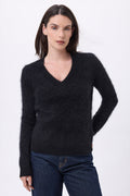 V-Neck Jumper – Brushed Cashmere Orion - Black - Women
