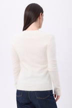 Pull Col V – Cachemire Brossé Orion - Ecoblanc - Femme