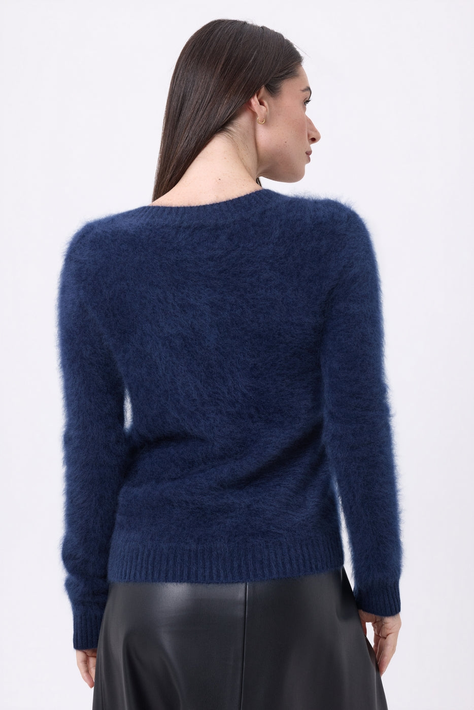 Pull Col V – Cachemire Brossé Orion - Bleu Marine - Femme