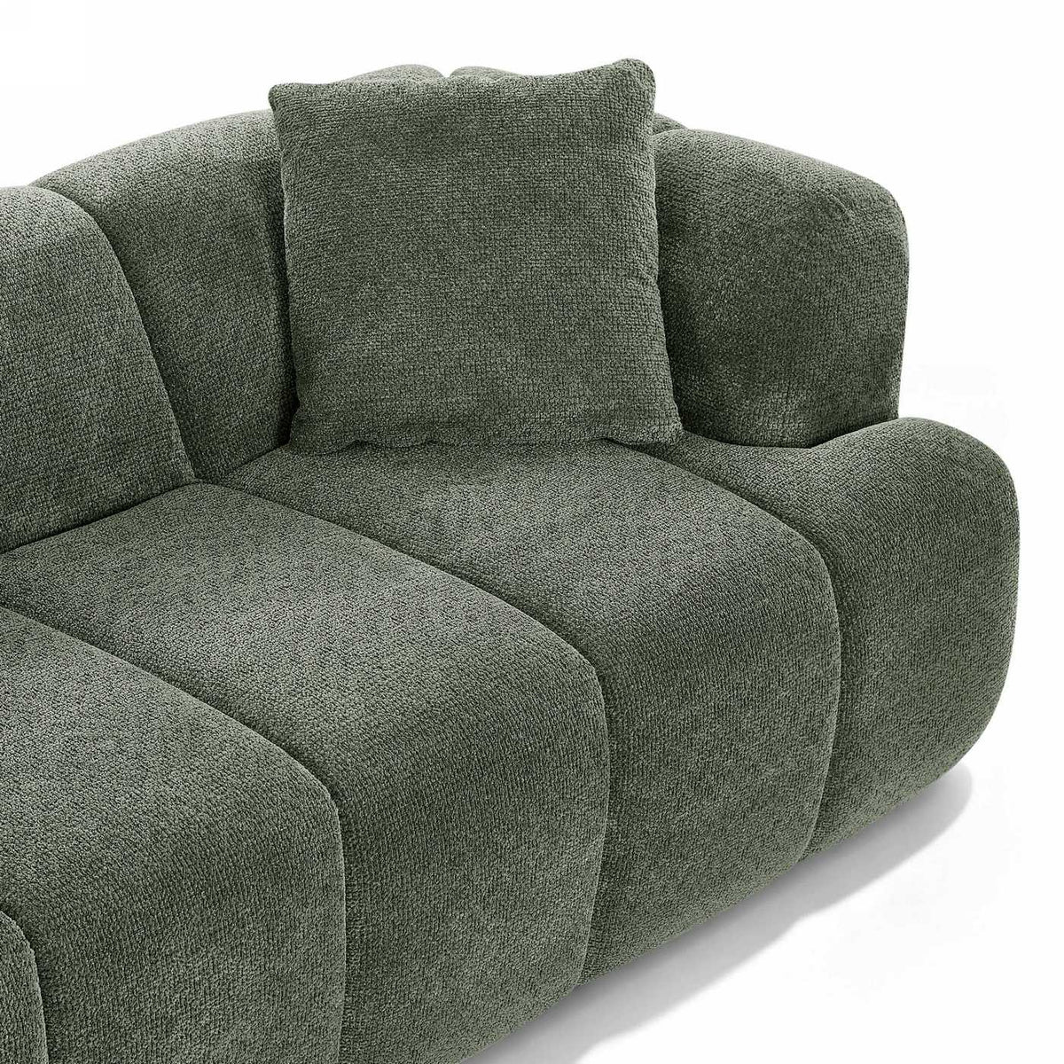 Orva - Divano lineare compresso a 3 posti - Tessuto ciniglia - Verde