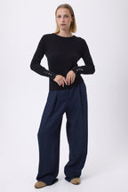 Pull Col Rond Boutons Dorés Hommeches Ballon Oslo - Noir - Femme