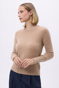 Trui Met Ronde Hals Goudkleurige Knopen Ballonmouwen Oslo - Crèmebeige - Dames
