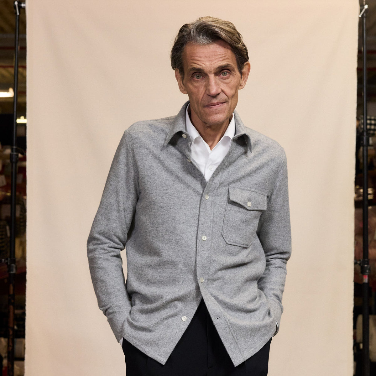 Surchemise En Coton Et Cachemire Grise