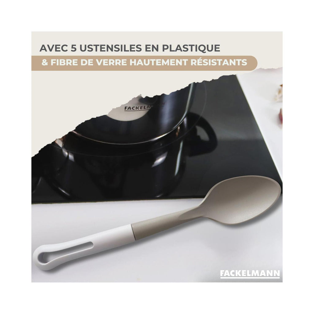 Batería De Cocina Con 3 Cazuelas Y 3 Cazos Y 5 Utensilios De Cocina Fackelmann Généva Brillant Vario - Acero Inoxidable/Negro