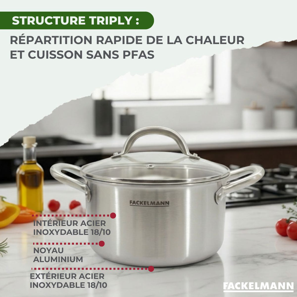 Faitout En Inox 18/10 Triply Fackelmann Vita3 - Inox