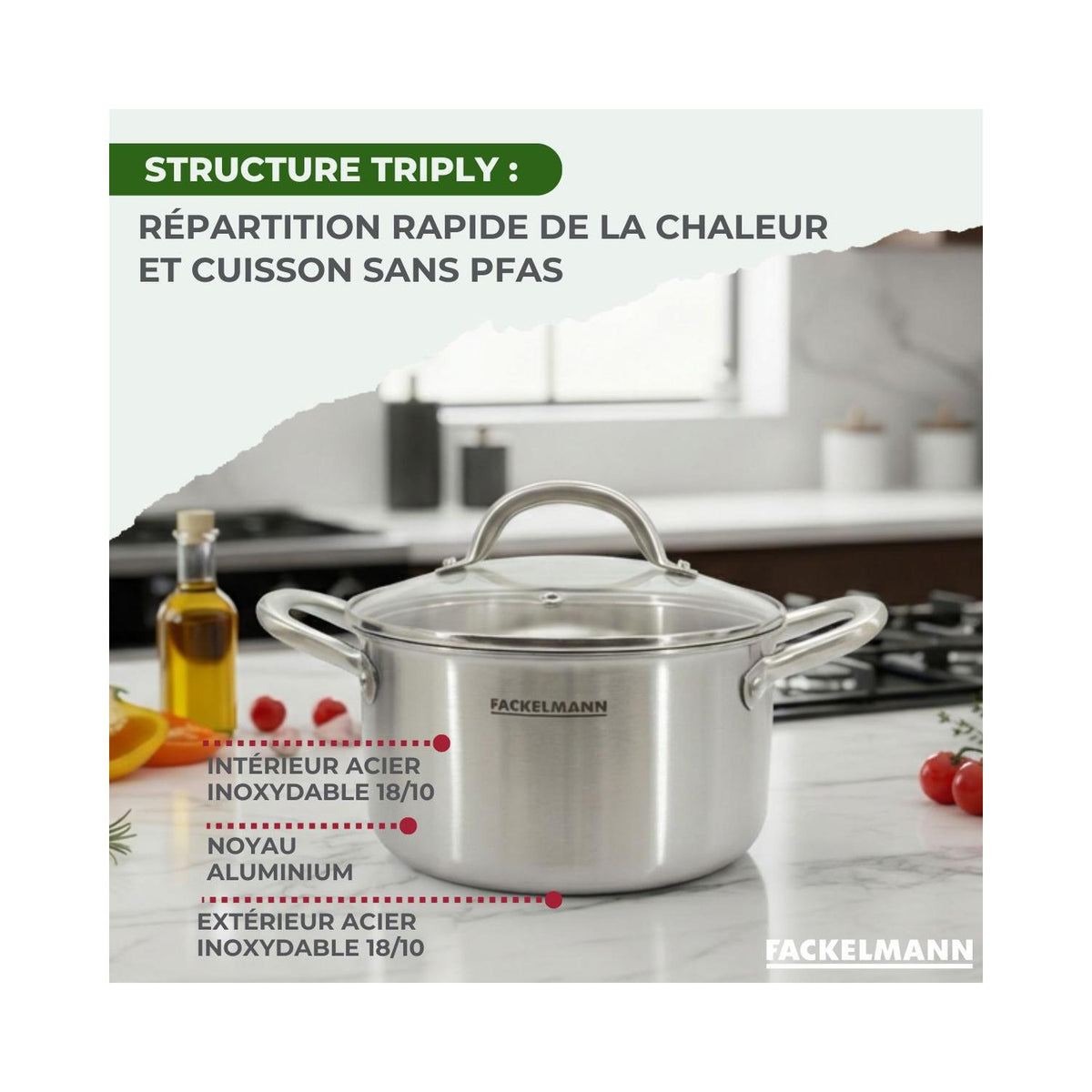 Faitout En Inox 18/10 Triply Fackelmann Vita3 - Inox
