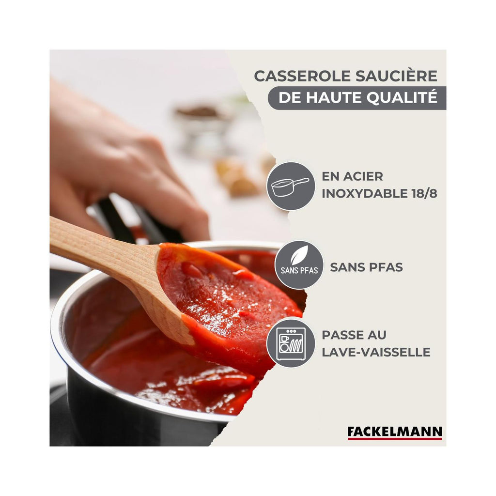 Fackelmann Geneva Stainless Steel Saucepan - Grey/Black