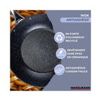 Wok In Ghisa Di Alluminio Con Rivestimento Antiaderente Ceramico Senza PFAS Fackelmann - Nero/Grigio