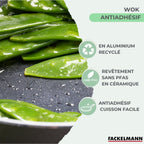 Aluminium Wok With PFAS-Free Ceramic Non-Stick Coating Fackelmann Brandao - Black/Green