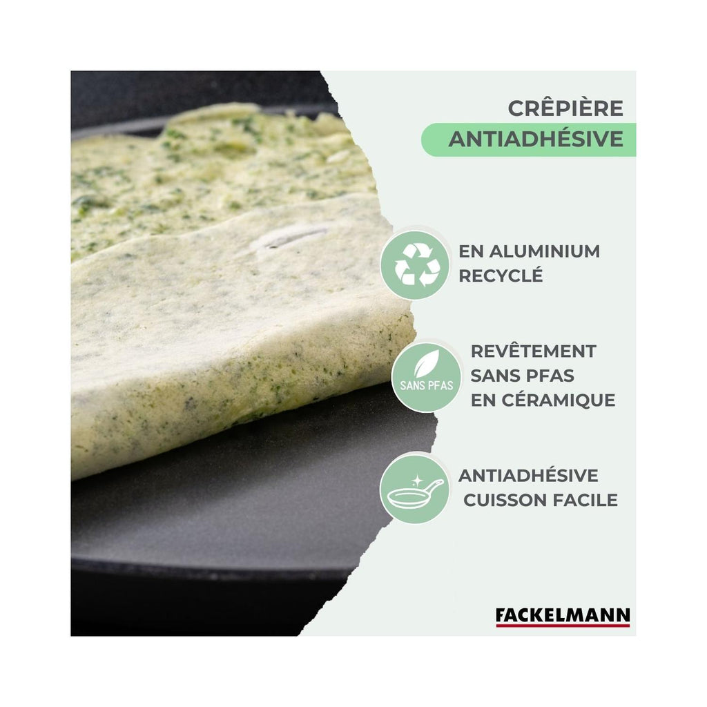 Crepera De Aluminio Con Revestimiento Cerámico Antiadherente Sin PFAS Fackelmann Brandao - Negro/Verde