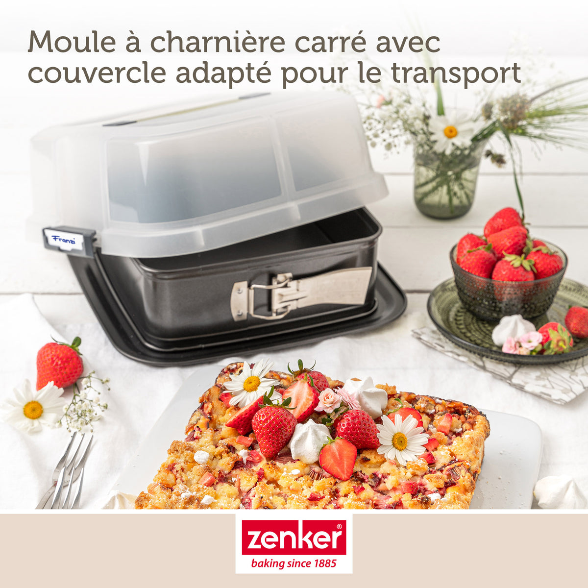 Square Springform Tin with Lid Zenker Bake Click And Go - Black