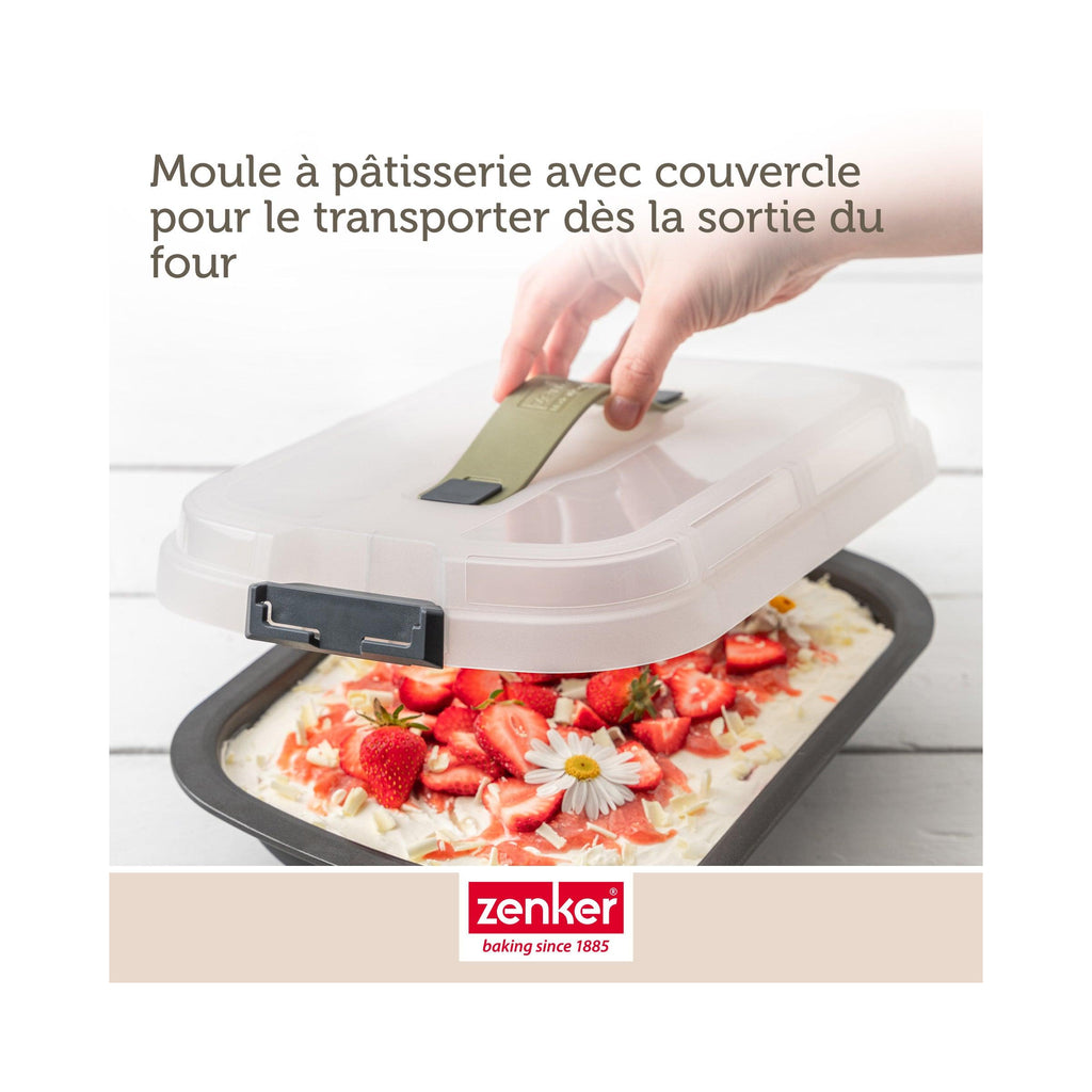 Rectangular Cake Tin with Transport Lid Zenker Bake Click And Go - Black